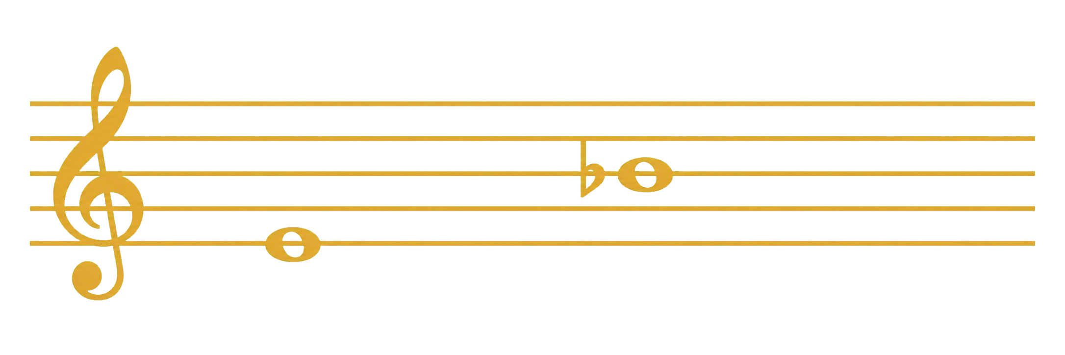 Treble staff showing an ascending minor third