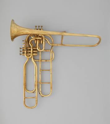 Tenor valve trombone (ca. 1863) — Trombone, photograph from The Met
