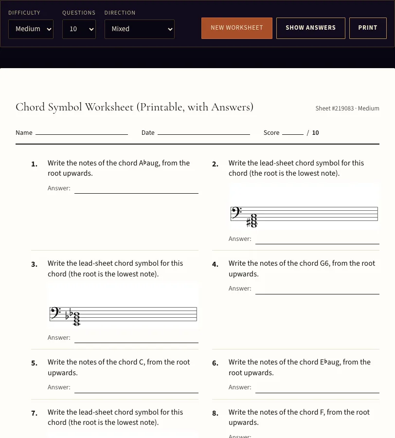 Chord symbol example