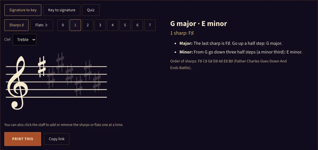 Key signatures example