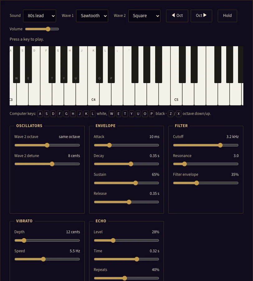 Online synthesizer example