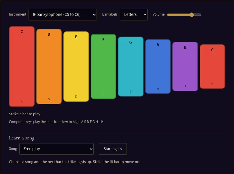 Xylophone online example
