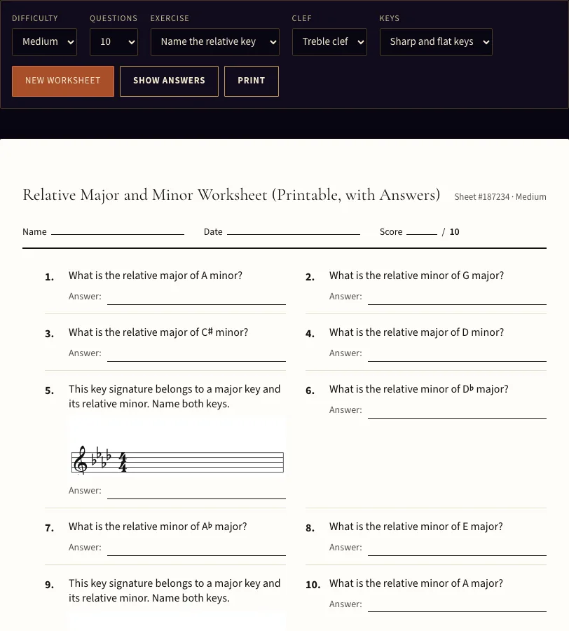 Relative major and minor example