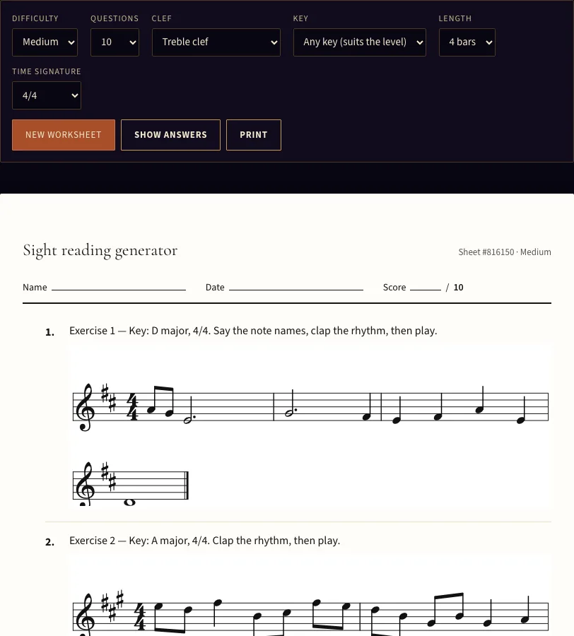 Sight reading example