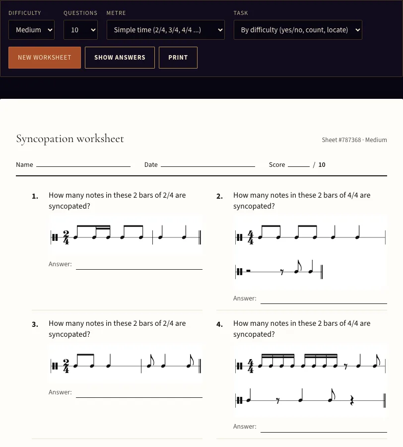 Syncopation example