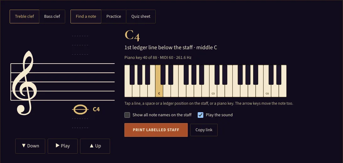 Treble clef example