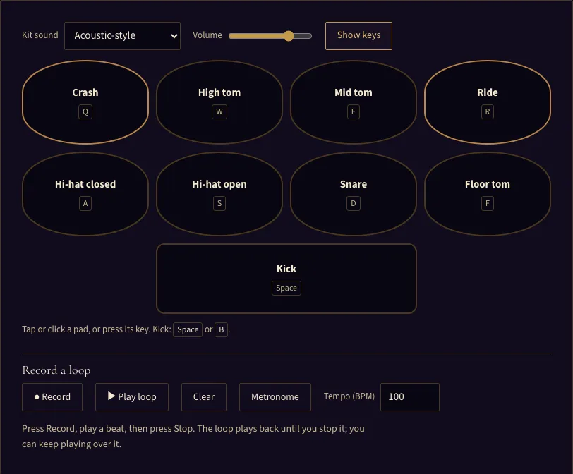 Virtual drum example